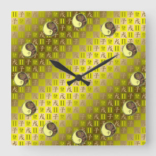 Gemini & Earth Rat Square Wall Clock