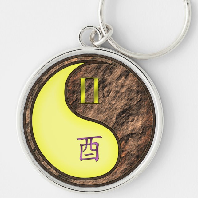 Gemini & Earth Rooster Key Ring (Front)