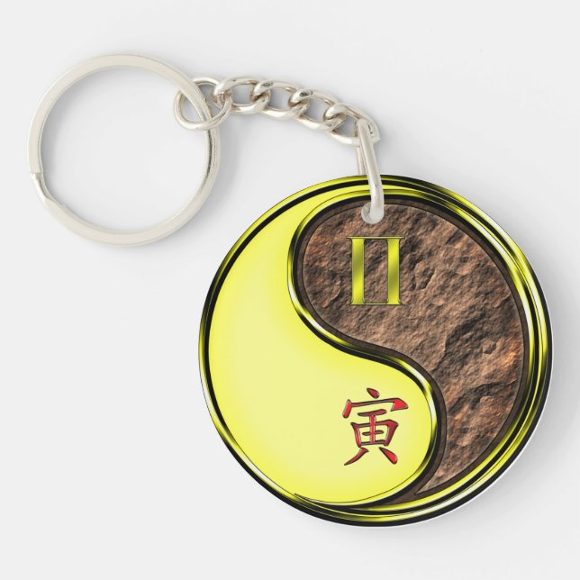 Gemini & Earth Tiger Key Ring (Front)