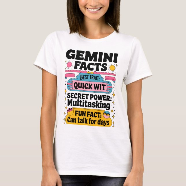 Gemini Facts: Quick Wit, Multitasking, and Endless T-Shirt (Front)
