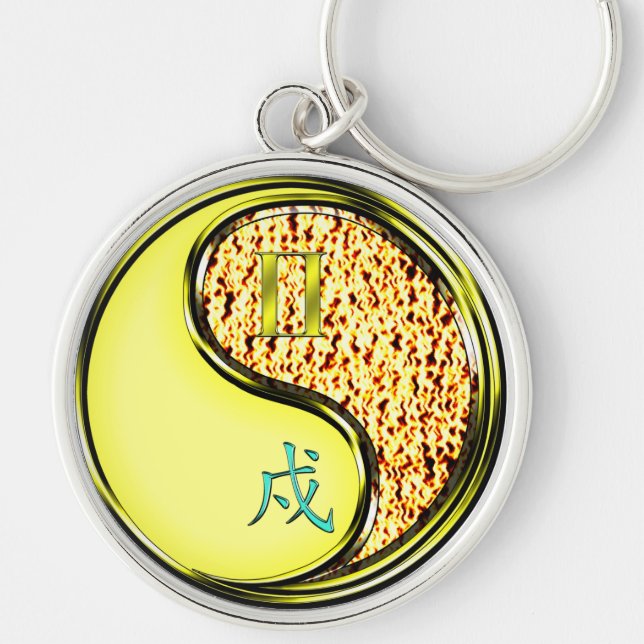 Gemini & Fire Dog Key Ring (Front)