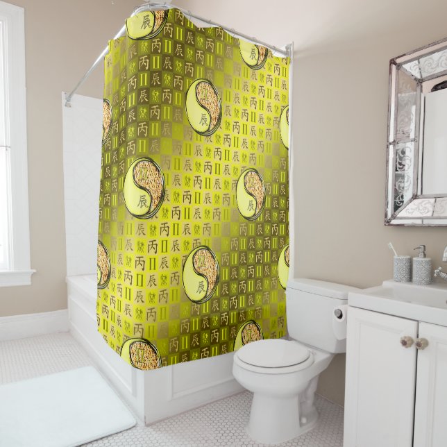Gemini & Fire Dragon Shower Curtain (In Situ)