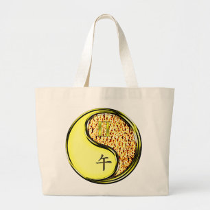 Gemini & Fire Horse Large Tote Bag