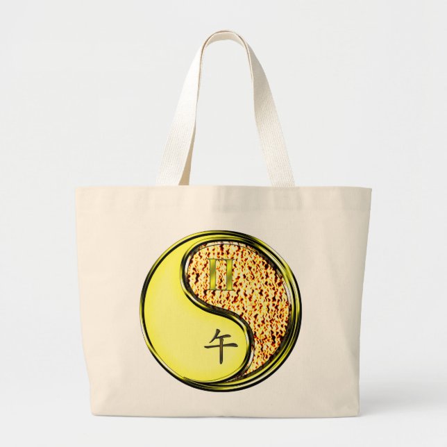 Gemini & Fire Horse Large Tote Bag (Front)