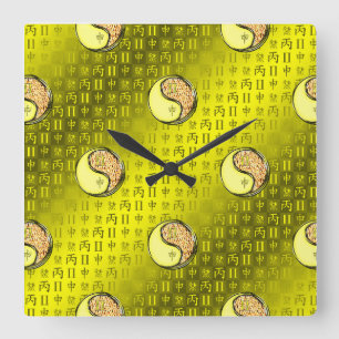 Gemini & Fire Monkey Square Wall Clock