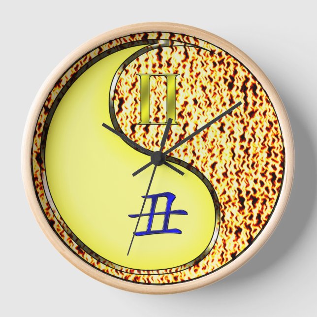 Gemini & Fire Ox Clock (Front)