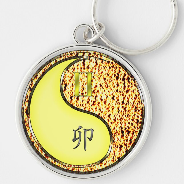 Gemini & Fire Rabbit Key Ring (Front)