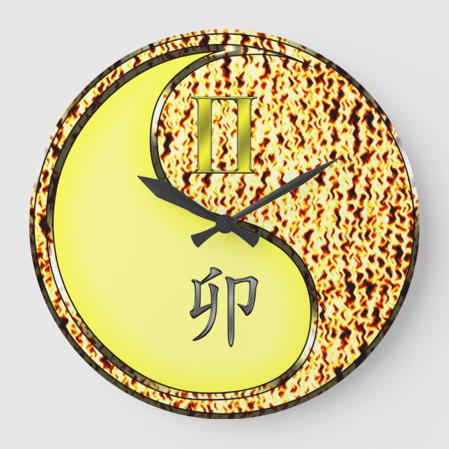Gemini & Fire Rabbit Large Clock (Front)