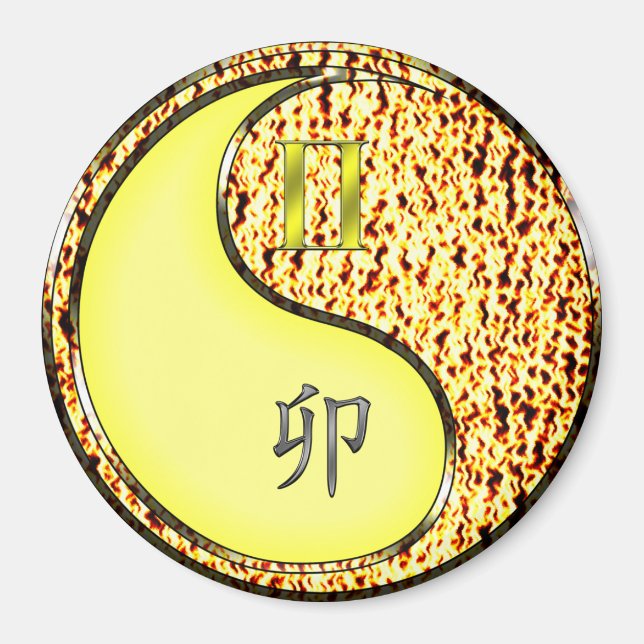 Gemini & Fire Rabbit Magnet (Front)