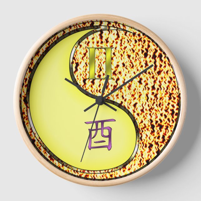 Gemini & Fire Rooster Clock (Front)