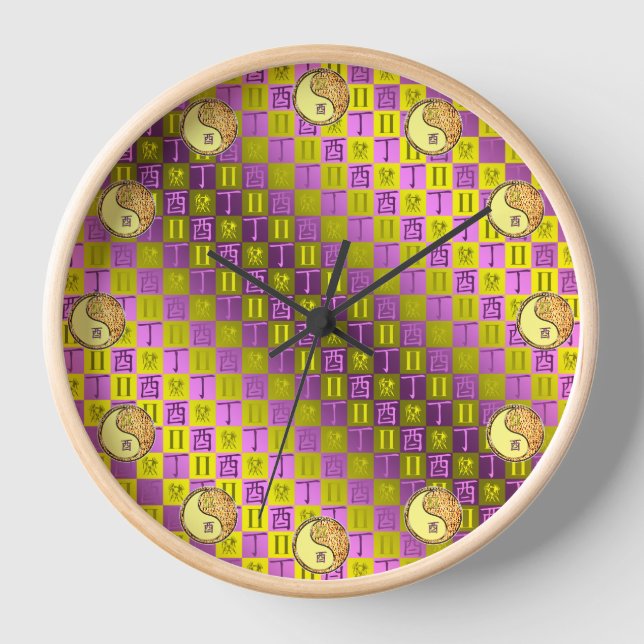 Gemini & Fire Rooster Clock (Front)