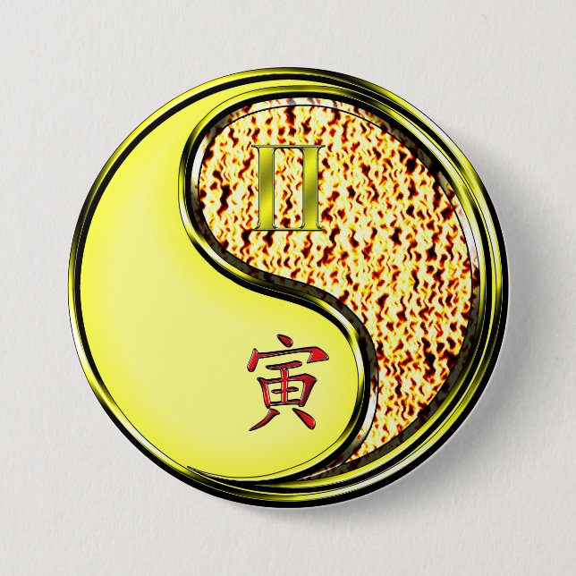 Gemini & Fire Tiger 7.5 Cm Round Badge (Front)