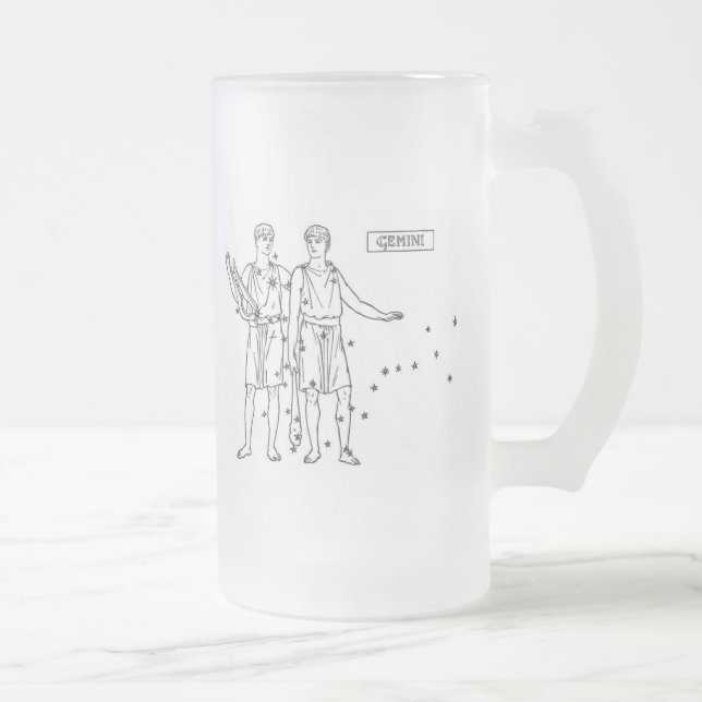 Gemini Frosted Glass Beer Mug (Right)