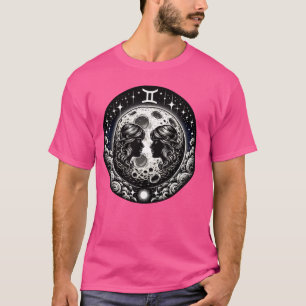 Gemini Gemini Moon Astrology Sign With Mirrored Fa T-Shirt