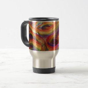 Gemini generated cascading sheer rainbow ribbon  travel mug