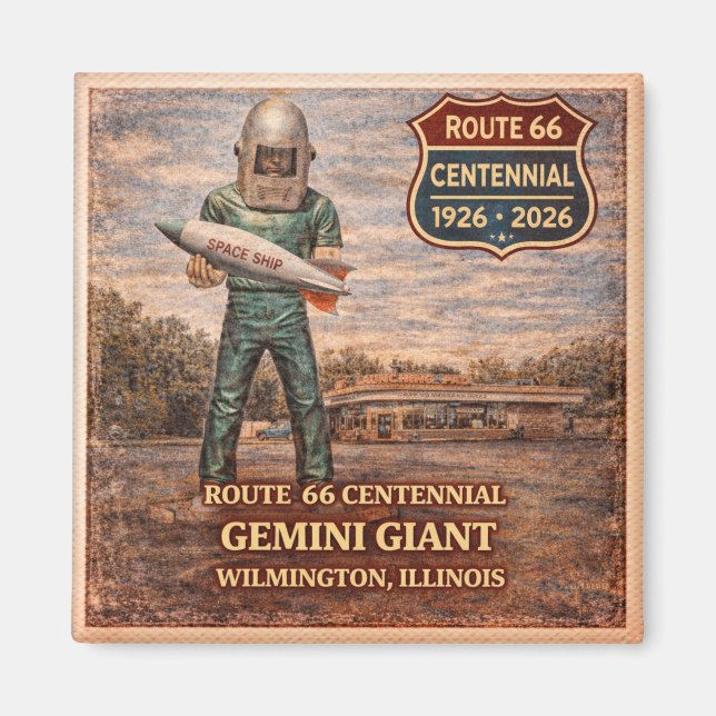Gemini Giant Route 66 Fridge Icon Magnet (Front)