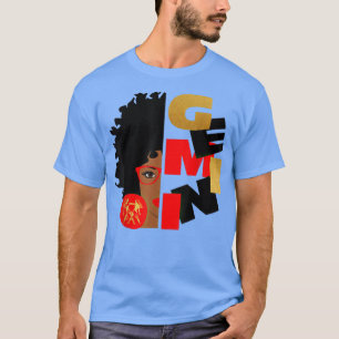 Gemini Girl Afro Girl Zodiac Signs Birthday Gift T-Shirt