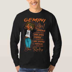 Gemini Girl Knows More Than She Says For Black Wom T-Shirt