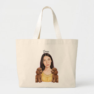 Gemini Girl with Poodle – Zodiac Horoscope Large Tote Bag