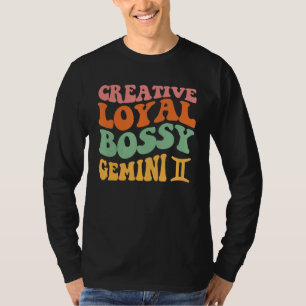 Gemini Girl Zodiac Sign Retro Hippie Creative Loya T-Shirt