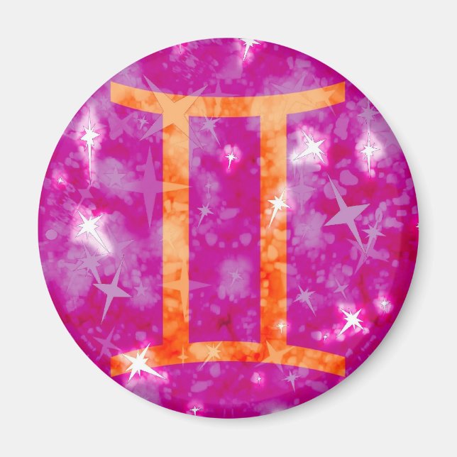 Gemini glitter and stars sparkly magnet (Front)