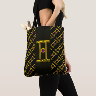 GEMINI GOLD ZODIAC BIRTHDAY  SIGN JEWEL TOTE BAG