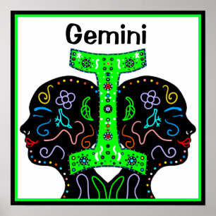 Gemini Hand  Drawn Art Horoscope Sign