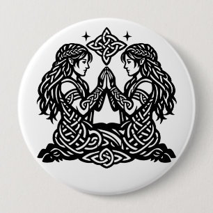Gemini — Haunted Ink Zodiac Twins 10 Cm Round Badge
