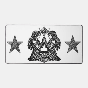 Gemini — Haunted Ink Zodiac Twins Desk Mat