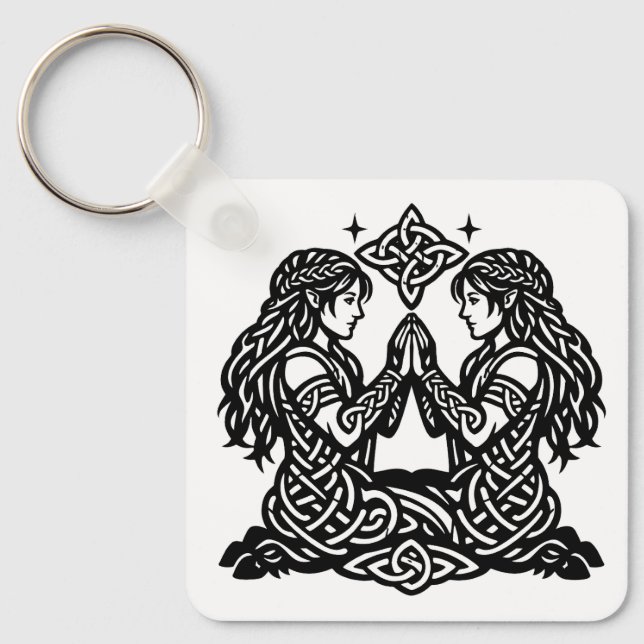 Gemini — Haunted Ink Zodiac Twins Key Ring (Front)