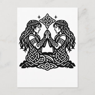 Gemini — Haunted Ink Zodiac Twins Postcard