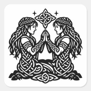 Gemini — Haunted Ink Zodiac Twins Square Sticker