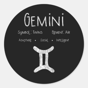 Gemini Horoscope Astrology Star Sign Birthday Gift Classic Round Sticker