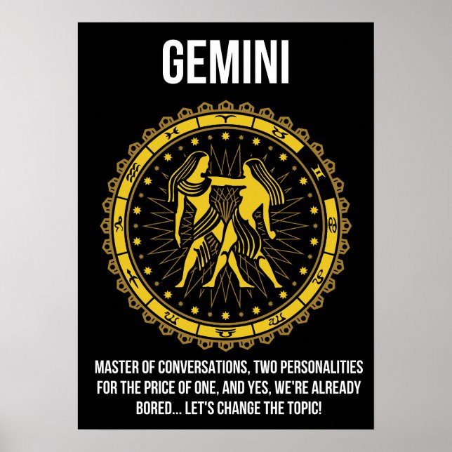 Gemini - Horoscope, Funny Zodiac Sign Humour (Front)