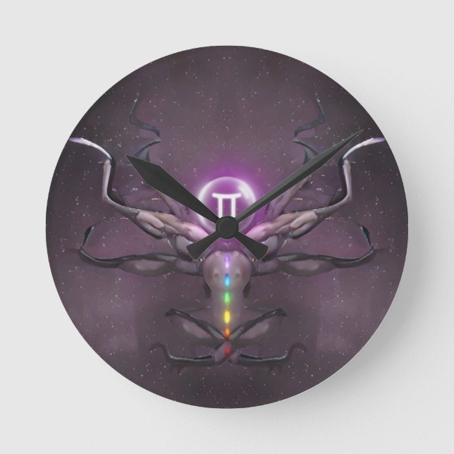 Gemini Horoscope Sign Wall Clock  (Front)