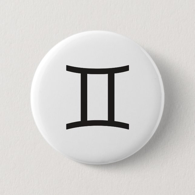 GEMINI, HOROSCOPE SYMBOL 6 CM ROUND BADGE (Front)