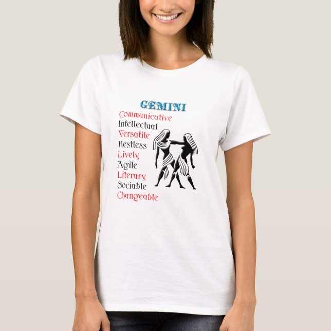 Gemini Horoscope Zodiac Sign T-Shirt (Front)