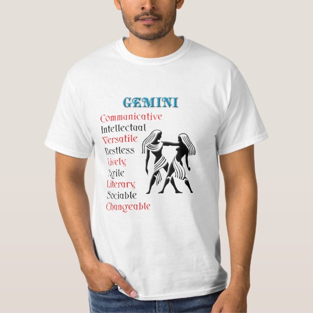 Gemini Horoscope Zodiac Sign T-Shirt (Front)