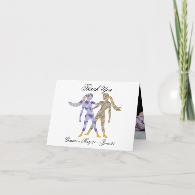 Gemini Impressionist Painting Style & Gold Thank Y You Card (Front)