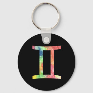 Gemini Keychain, Watercolor Key Ring