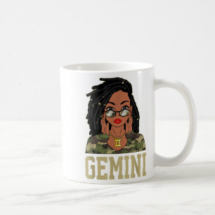 Gemini Locd Hair Sy Black Woman Camo Melanin Girl Coffee Mug