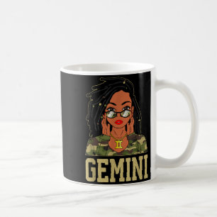 Gemini Loc'd Hair Sy Black Woman Camo Melanin Girl Coffee Mug