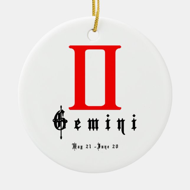 Gemini, Mai 21 - June 20 Ceramic Tree Decoration (Front)