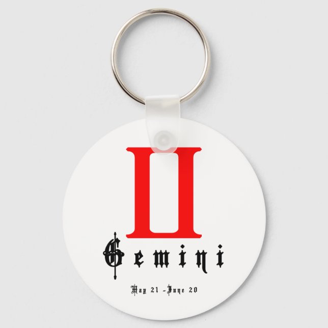 Gemini, Mai 21 - June 20 Key Ring (Front)