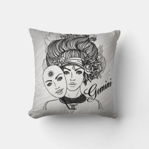 Gemini Masked Lady Zodiac Cushion