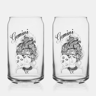 Gemini Masked Lady Zodiac Glass