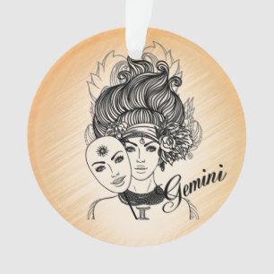 Gemini Masked Lady Zodiac Ornament