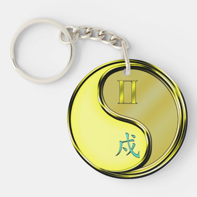 Gemini & Metal Dog Key Ring (Front)