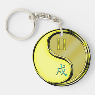 Gemini & Metal Dog Key Ring