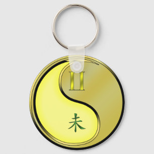 Gemini & Metal Goat Key Ring